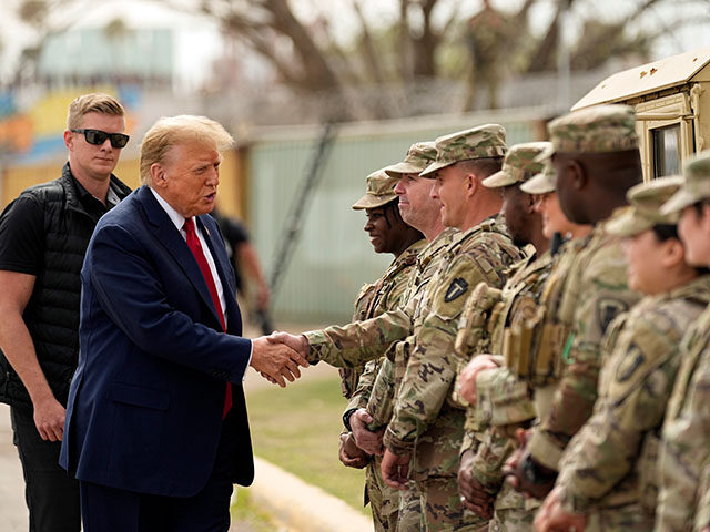 ap24285796293683-640x480-1 Republican presidential candidate former President Donald Trump greets members of the Nati