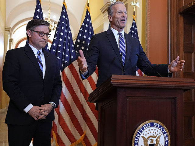 ap25100503137074-640x480-1 Speaker of the House Mike Johnson, R-La., left, and Senate Majority Leader John Thune, R-S