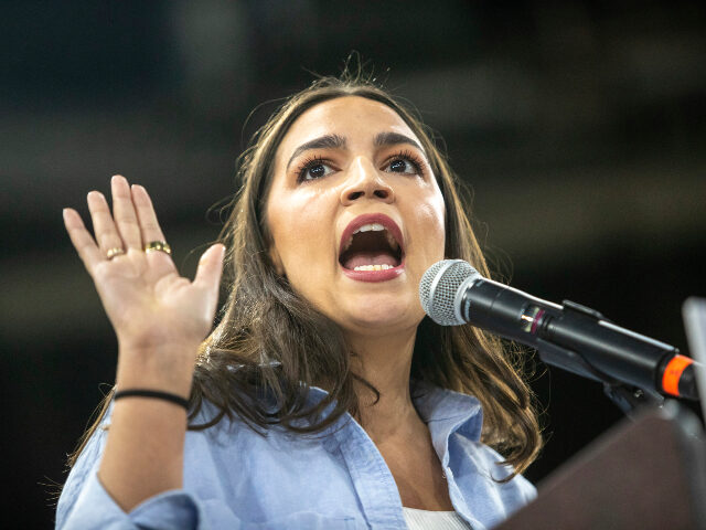AP25105071235648 Rep. Alexandra Ocasio-Cortez, D-N.Y., speaks during a "Fighting Oligarchy" event