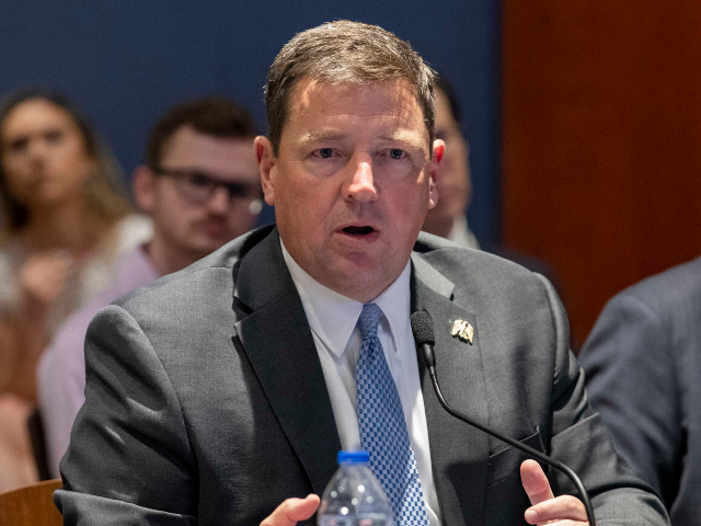 AP25121800823335 FILE - Ed Martin speaks at an event hosted by Rep. Matt Gaetz, R-Fla., at the Capitol in W