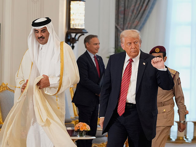 ap25134533831296-1-640x480-1 President Donald Trump gestures as he walks with Qatar's Emir Sheikh Tamim bin Hamad Al Th
