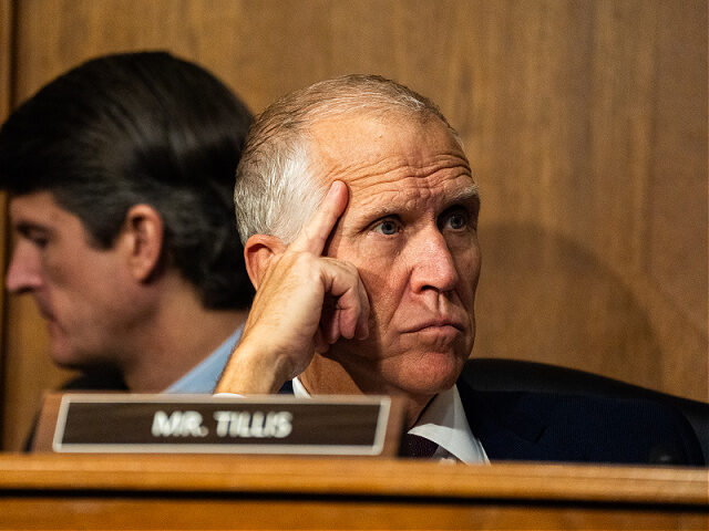 apr8-2025-US-Sen-Thom-Tillis-R-NC-dc-getty WASHINGTON, DC April 8, 2025: US Sen. Thom Tillis (R-NC) during a Senate Committee on Fina