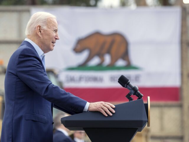 Biden California (Alex Gallardo / Associated Press) President Joe Biden speaks about infrastructure investments at the LA Metro, D Line (Purpl