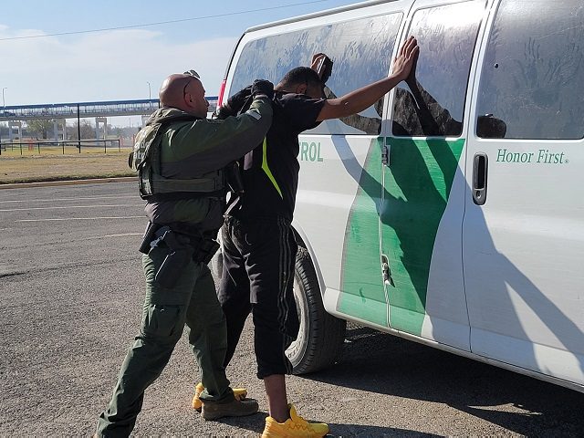Border Patrol agents arrests migrant in Eagle Pass A Border Patrol agents in Eagle Pass, Texas, arrests a migrant after he illegally crossed