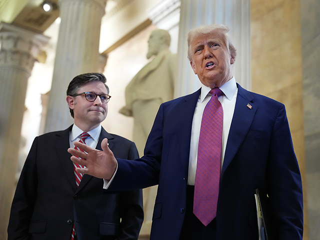 donald-trump-mike-johnson-capital-hill-getty President Donald Trump arrives with Speaker of the House Mike Johnson (R-LA) for a House R