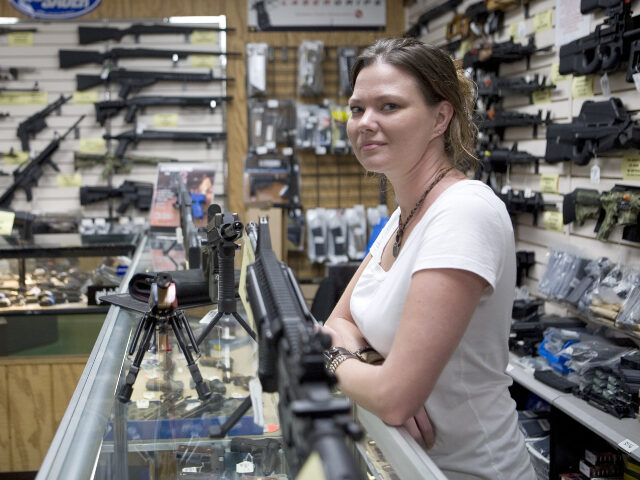 Gina Brewer, the manager Texas Gun, one of the 6,700 gun dealers located near the 2,000 mi