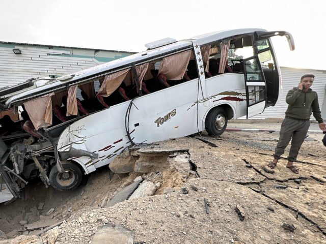Gaza Sinwar strike (Getty) A bus sits inside a crater following an Israeli strike in Khan Yunis in the southern Gaza