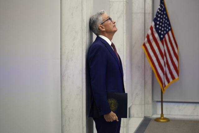 Federal Reserve Chair Jerome Powell Speaks At The 2023 Centennial Conference WASHINGTON, DC - NOVEMBER 08: Fed Chairman Jerome Powell prepares to deliver remarks to th