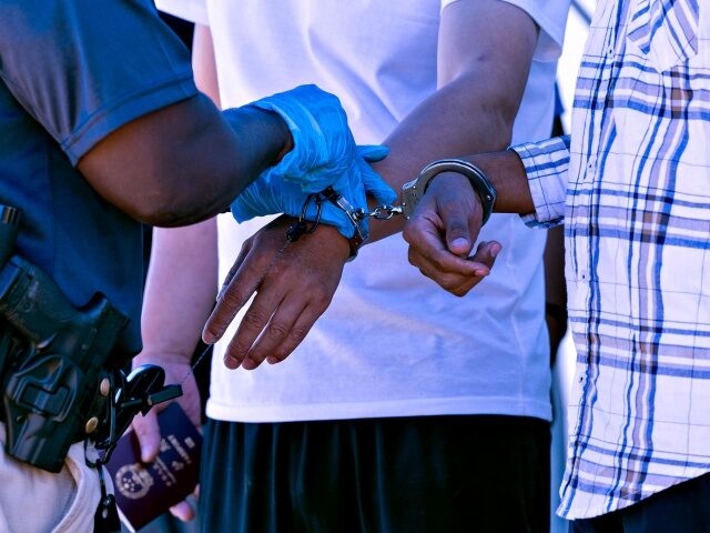 U.S. President Joe Biden Unveils Immigration Order Severely Limiting Asylum-seeker Crossings JACUMBA HOT SPRINGS, CA - JUNE 08: U.S. Border Patrol agents arrest illegal asylum seekers