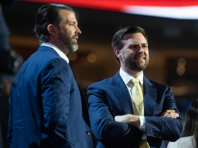 GettyImages-2161694556 WASHINGTON - JULY 16: Sen. J.D. Vance, R-Ohio, right, the running mate of former President