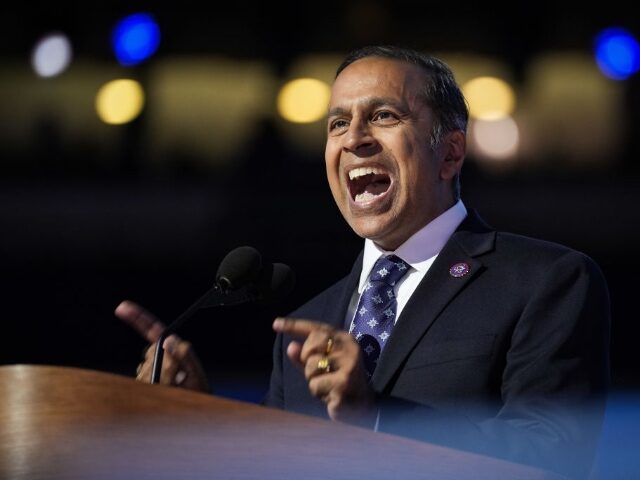GettyImages-2167971201-2 CHICAGO, ILLINOIS - AUGUST 22: U.S. Rep. Raja Krishnamoorthi (D-IL) speaks on stage during