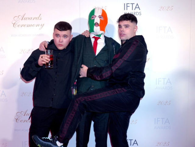 IFTA Awards 2025 (left to right) members of Kneecap, Mo Chara, JJ O'Dochartaigh and Moglai Bap attendi