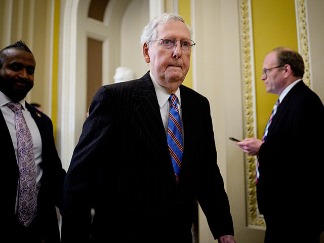 gettyimages-2208603435-640x480-1 Sen. Mitch McConnell (R-KY) walks through the U.S. Capitol on April 8, 2025 in Washington,