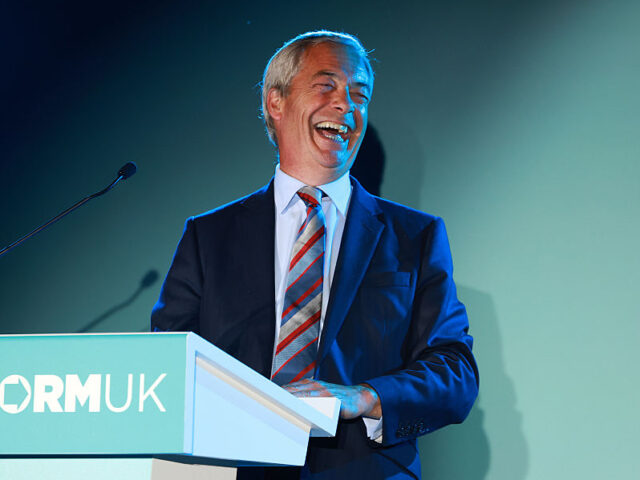 Nigel Farage's Victory Lap Of England As Reform Wins Big In Local Elections PADDOCK WOOD, ENGLAND - MAY 02: Leader of Reform UK Nigel Farage addresses supporters and