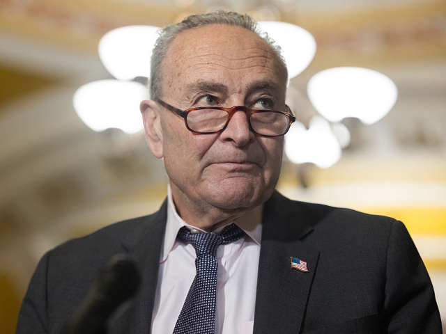 GettyImages-2213202348 WASHINGTON, DC - MAY 6: Senate Minority Leader Chuck Schumer (D-NY) speaks at a press conf
