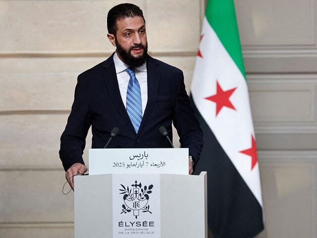 GettyImages-2213279841-2 Syrian President Ahmed al-Sharaa speaks during a joint press conference with French Presid