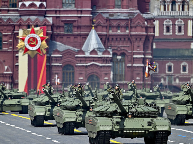 Russia marks the 80th anniversary of victory in the Great Patriotic War MOSCOW, RUSSIA - MAY 9: Military tanks are seen during parade as part of the celebrations