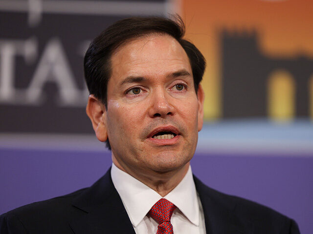 gettyimages-2214540938-640x480-1 US Secretary of State Marco Rubio talks to the press during an informal meeting of The Nor