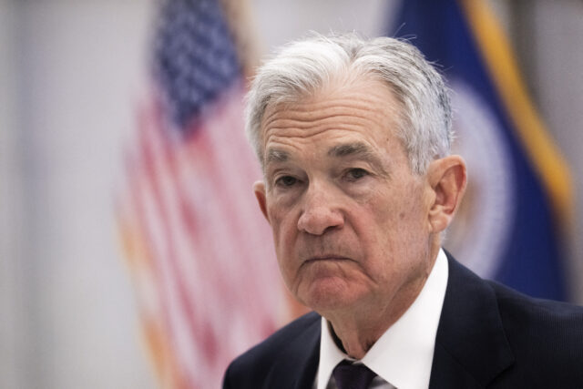 US-ECONOMY-BANKING-POWELL US Federal Reserve Chairman Jerome Powell speaks during the Thomas Laubach Research Confer