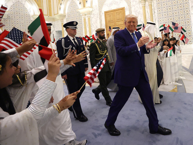 GettyImages-2214596145 ABU DHABI, UNITED ARAB EMIRATES - MAY 15: U.S. President Donald J. Trump arrives for an of
