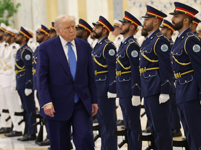 President Trump Makes First Middle East Trip Of His Second Term ABU DHABI, UNITED ARAB EMIRATES - MAY 15: U.S. President Donald J. Trump inspects members
