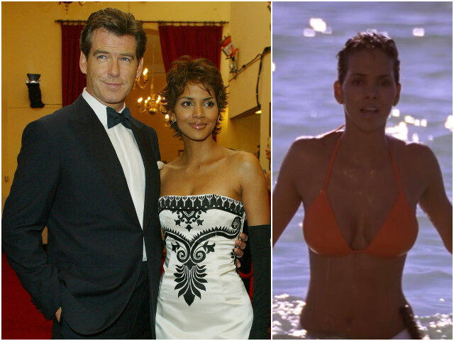 HalleBerry007 Pierce Brosnan who plays James Bond poses for photographs with co-star Halle Berry who pla