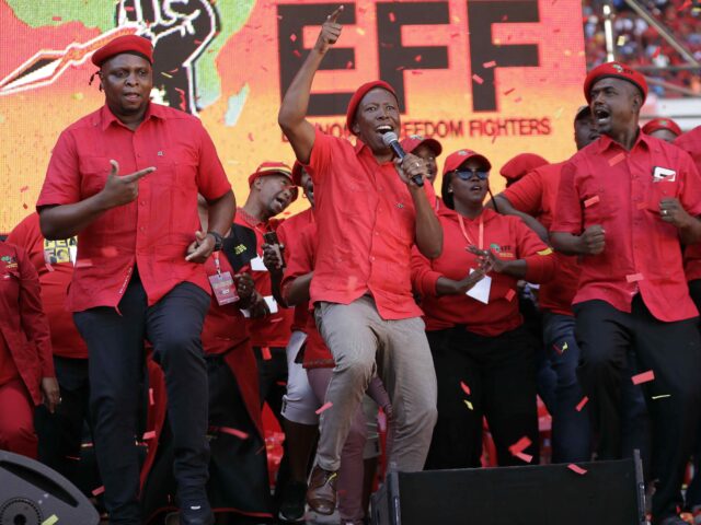 Julius Malema Kill the Boer (Themba Hadebe / Associated Press) FILE - Leader of the Economic Freedom Fighters (EFF) party, Julius Malema, centre, with pa