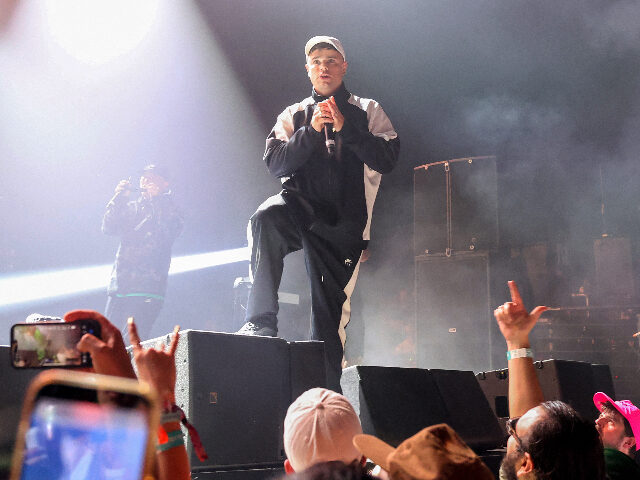 kneecap Moglai Bap from Irish Hip Hop trio Kneecap performs onstage during the 2025 Coachella Vall