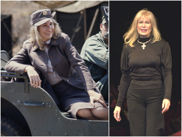LORETTASWIT Loretta Swit sitting in a jeep during the filming of television show M*A*S*H, United State