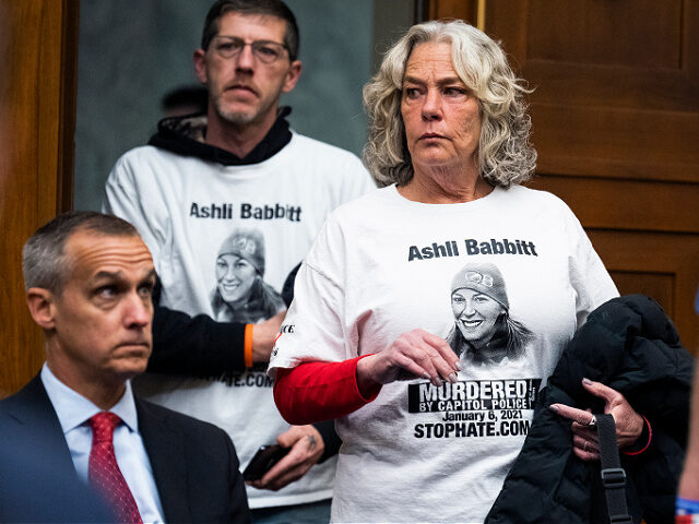 mar2023-Micki-Witthoeft-Ashli-Babbitt-mother-file-getty UNITED STATES - MARCH 30: Micki Witthoeft, mother of Ashli Babbitt, and Corey Lewandowski,