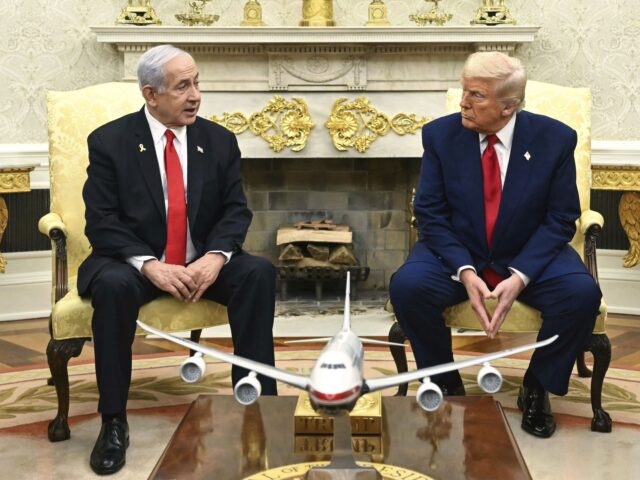 Netanyahu Trump (Pool via Associated Press) President Donald Trump, center right, meets with Israel's Prime Minister Benjamin Net