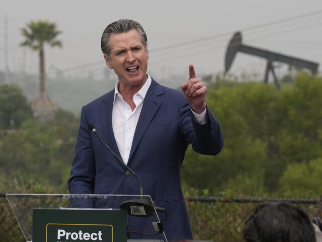 Newsom oil (Damian Dovarganes / Associated Press) California Gov. Gavin Newsom addresses members of the Campaign for a Safe and Healthy Cali