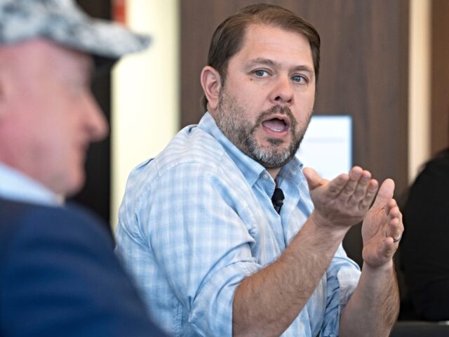 Ruben Gallego PHOENIX, ARIZONA - MARCH 17: U.S. Sen. Ruben Gallego (D-AZ) speaks alongside U.S. Sen. Mar