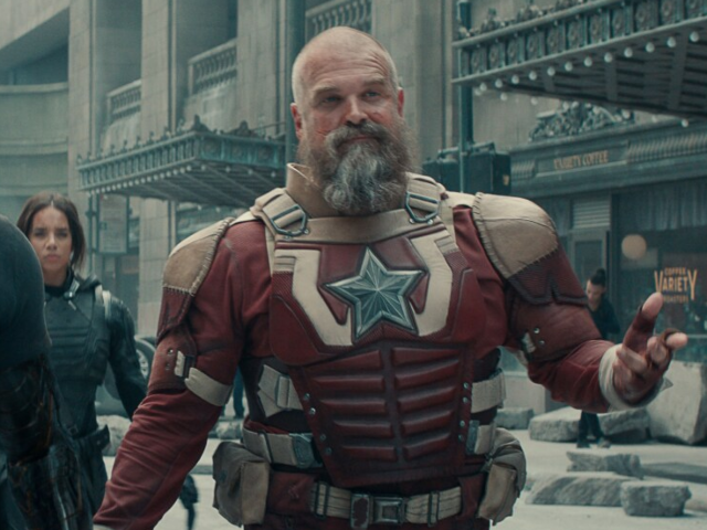 THUNDERBOLTS - David Harbour (L-R): John Walker (Wyatt Russell), Bucky Barnes (Sebastian Stan), Ghost (Hannah John-Kame