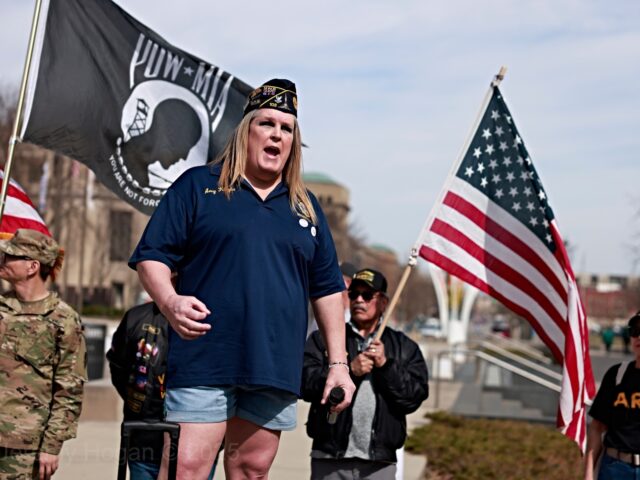 trans m,ilitary service INDIANANAPOLIS, INDIANA, UNITED STATES - 2025/03/14: A transgender woman speaks as United