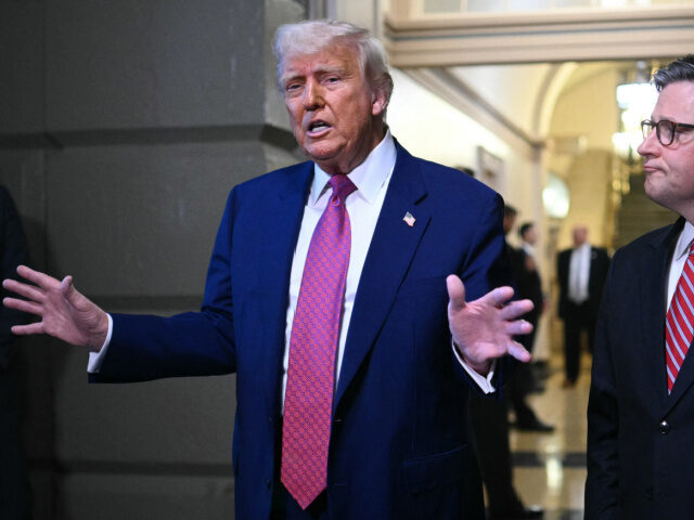 Trump on Big Beautiful Bill US President Donald Trump and US Speaker of the House Mike Johnson (R-LA) speak to the pre