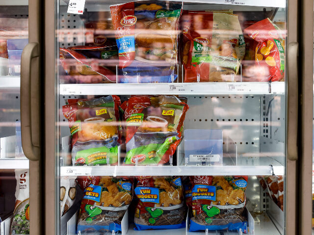 Tyson Foods Tyson Foods frozen chicken products sit in refrigerated section of a Target on August 08,