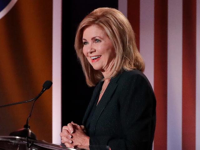 AP18284199331498 Republican U.S. Rep. Marsha Blackburn speaks during the 2018 Tennessee U.S. Senate Debate