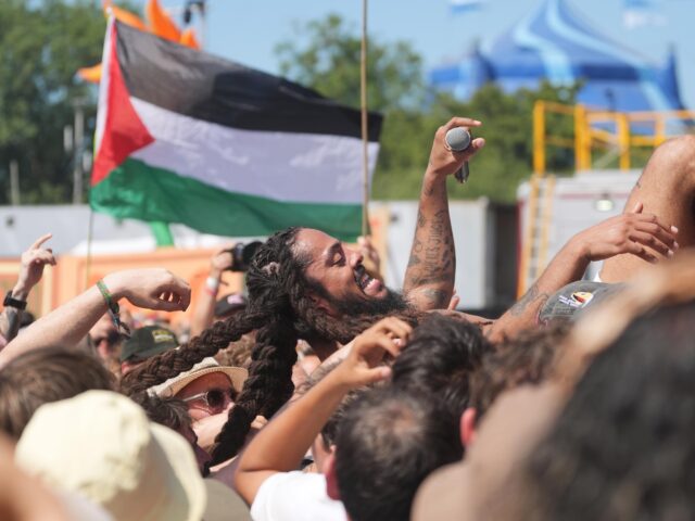 Bob Vylan (Yui Mok/PA Images via Getty) Previously unissued photo dated 28/6/2025 of Bob Vylan crowd surfs during his performance