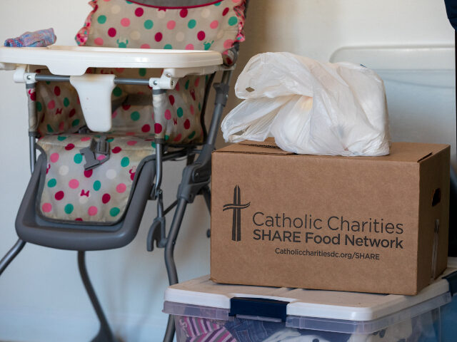 Catholic Charities A box of food from Catholic Charities sits in the home of LaToya Francis, a certified nurs