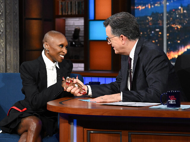 ColbertCynthiaErivo NEW YORK CITY - JUNE 5: The Late Show with Stephen Colbert and guest Cynthia Erivo during