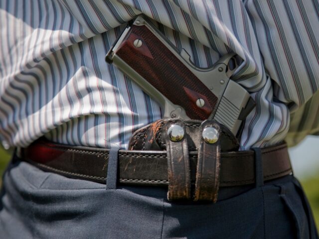 constuititonal carry Armed protesters gathered to demonstrate for first and second amendment rights at a 'Resto
