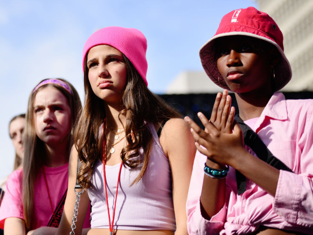 GettyImages-1200434075 LOS ANGELES, CALIFORNIA - JANUARY 18: Activists participate in the 4th annual Women's Marc