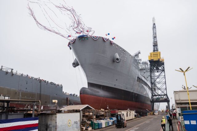 US-MILITARY-NAVY-HARVEY MILK USNS Harvey Milk departs the General Dynamics NASSCO shipyard after a ceremonial address i