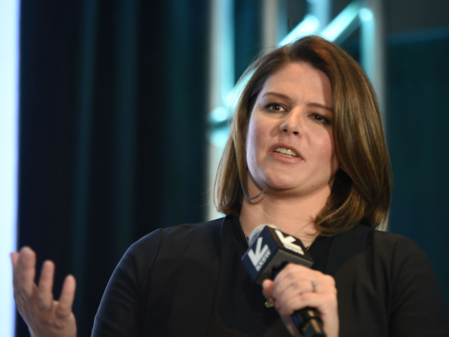 GettyImages-1384660942 AUSTIN, TEXAS - MARCH 12: Kasie Hunt speaks onstage at "The Bold Jump To Streaming News" d