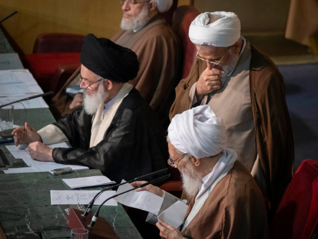 GettyImages-2182370888 Ayatollah Mohammad-Ali Movahedi Kermani gives the opening speech during Iran's Assembly of