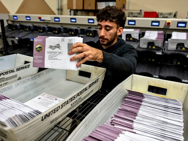 California Residents Cast Ballots For 2024 US Presidential Election An election worker sorts mail-in ballots for the 2024 Presidential election in Martinez, C