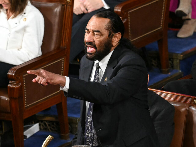GettyImages-2202765467 US Representative Al Green (D-TX) shouts as US President Donald Trump speaks during an add