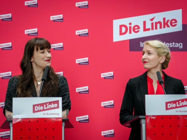 gettyimages-2204059330-1-640x480-1 12 March 2025, Berlin: Heidi Reichinnek (l, Die Linke) and Ines Schwerdtner Party Chairwom