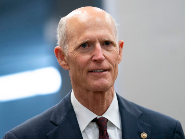 GettyImages-2204566086 Senator Rick Scott, a Republican from Florida, in the Senate Subway during a vote at the U